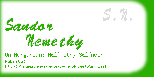 sandor nemethy business card